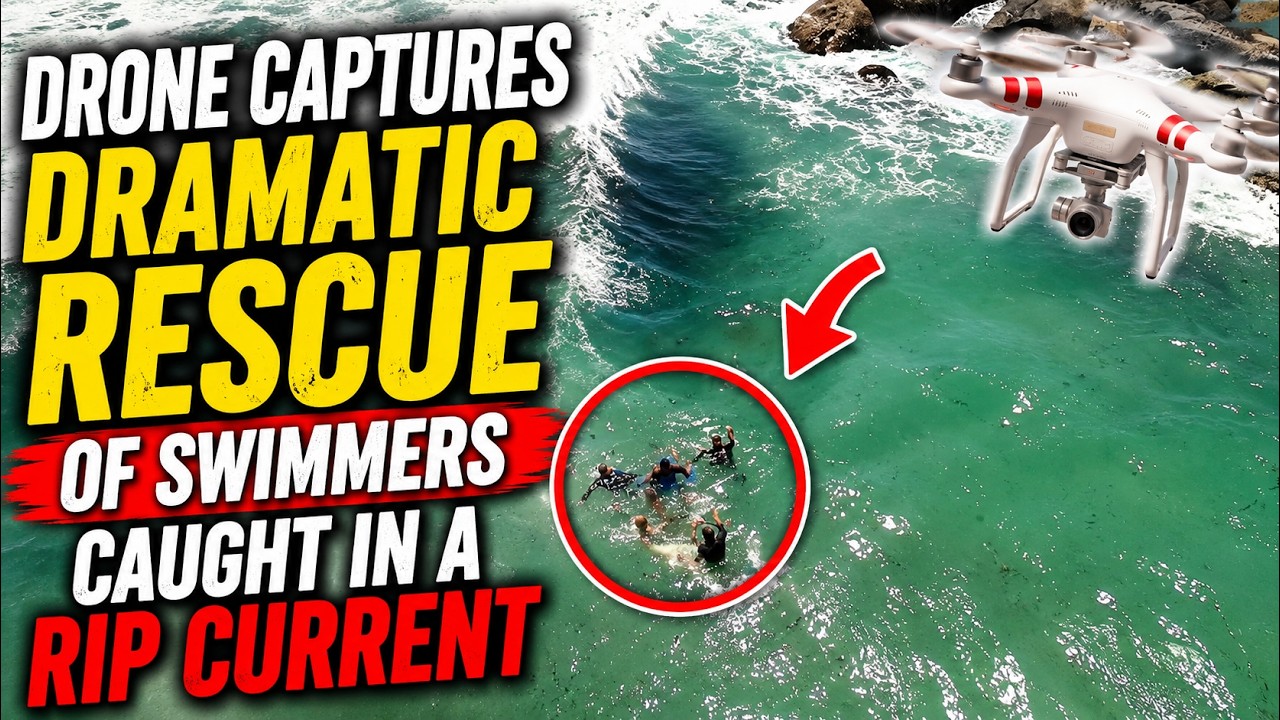 Drone Captures Dramatic Rescue Of Swimmers Caught In a Rip Current at Glen Beach