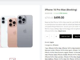 Example of fake iPhone 16 website